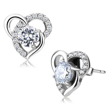 Load image into Gallery viewer, DA078 - High polished (no plating) Stainless Steel Earrings with AAA Grade CZ  in Clear