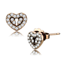 Load image into Gallery viewer, DA085 - IP Rose Gold(Ion Plating) Stainless Steel Earrings with AAA Grade CZ  in Clear