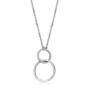 DA097 - High polished (no plating) Stainless Steel Chain Pendant with AAA Grade CZ  in Clear