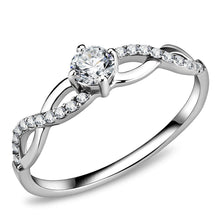 Load image into Gallery viewer, DA104 - High polished (no plating) Stainless Steel Ring with AAA Grade CZ  in Clear