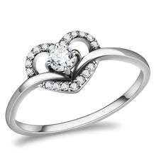 Load image into Gallery viewer, DA106 - High polished (no plating) Stainless Steel Ring with AAA Grade CZ  in Clear