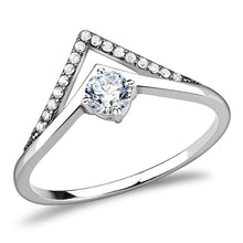 Load image into Gallery viewer, DA110 - High polished (no plating) Stainless Steel Ring with AAA Grade CZ  in Clear