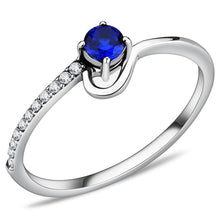 Load image into Gallery viewer, DA114 - High polished (no plating) Stainless Steel Ring with AAA Grade CZ  in London Blue