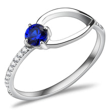 Load image into Gallery viewer, DA121 - High polished (no plating) Stainless Steel Ring with AAA Grade CZ  in London Blue