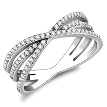 Load image into Gallery viewer, DA124 - High polished (no plating) Stainless Steel Ring with AAA Grade CZ  in Clear