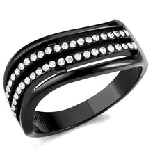 Load image into Gallery viewer, DA126 - IP Black(Ion Plating) Stainless Steel Ring with AAA Grade CZ  in Clear