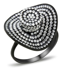 Load image into Gallery viewer, DA128 - IP Black(Ion Plating) Stainless Steel Ring with AAA Grade CZ  in Clear