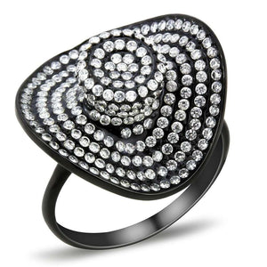 DA128 - IP Black(Ion Plating) Stainless Steel Ring with AAA Grade CZ  in Clear