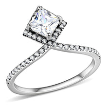 Load image into Gallery viewer, DA136 - High polished (no plating) Stainless Steel Ring with AAA Grade CZ  in Clear