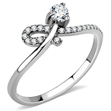 Load image into Gallery viewer, DA142 - High polished (no plating) Stainless Steel Ring with AAA Grade CZ  in Clear