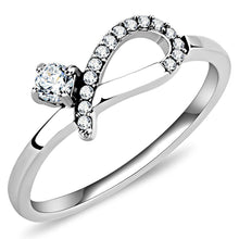 Load image into Gallery viewer, DA143 - High polished (no plating) Stainless Steel Ring with AAA Grade CZ  in Clear