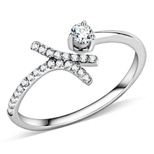 Load image into Gallery viewer, DA145 - High polished (no plating) Stainless Steel Ring with AAA Grade CZ  in Clear