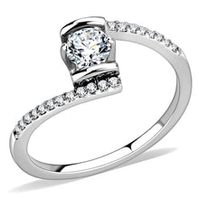 Load image into Gallery viewer, DA151 - High polished (no plating) Stainless Steel Ring with AAA Grade CZ  in Clear
