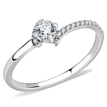 Load image into Gallery viewer, DA152 - High polished (no plating) Stainless Steel Ring with AAA Grade CZ  in Clear