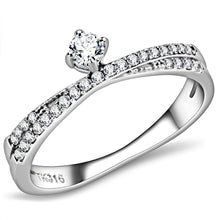 Load image into Gallery viewer, DA153 - High polished (no plating) Stainless Steel Ring with AAA Grade CZ  in Clear