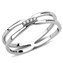 Load image into Gallery viewer, DA160 - High polished (no plating) Stainless Steel Ring with AAA Grade CZ  in Clear