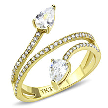 Load image into Gallery viewer, DA171 - IP Gold(Ion Plating) Stainless Steel Ring with AAA Grade CZ  in Clear