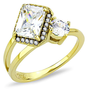 DA173 - IP Gold(Ion Plating) Stainless Steel Ring with AAA Grade CZ  in Clear