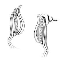 Load image into Gallery viewer, DA175 - High polished (no plating) Stainless Steel Earrings with AAA Grade CZ  in Clear