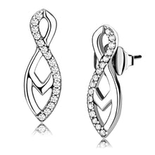Load image into Gallery viewer, DA176 - High polished (no plating) Stainless Steel Earrings with AAA Grade CZ  in Clear