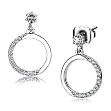 Load image into Gallery viewer, DA180 - High polished (no plating) Stainless Steel Earrings with AAA Grade CZ  in Clear