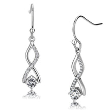 Load image into Gallery viewer, DA181 - High polished (no plating) Stainless Steel Earrings with AAA Grade CZ  in Clear