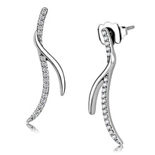 Load image into Gallery viewer, DA183 - High polished (no plating) Stainless Steel Earrings with AAA Grade CZ  in Clear