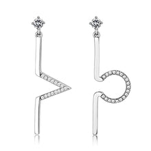 Load image into Gallery viewer, DA191 - High polished (no plating) Stainless Steel Earrings with AAA Grade CZ  in Clear