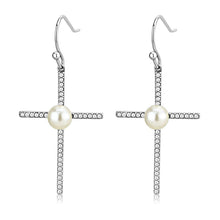 Load image into Gallery viewer, DA192 - High polished (no plating) Stainless Steel Earrings with Synthetic Pearl in White