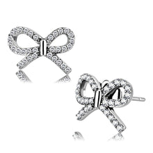 Load image into Gallery viewer, DA197 - High polished (no plating) Stainless Steel Earrings with AAA Grade CZ  in Clear