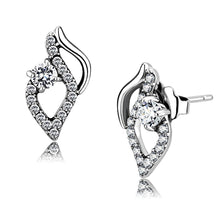 Load image into Gallery viewer, DA199 - High polished (no plating) Stainless Steel Earrings with AAA Grade CZ  in Clear