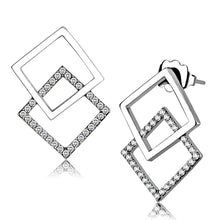 Load image into Gallery viewer, DA201 - High polished (no plating) Stainless Steel Earrings with AAA Grade CZ  in Clear