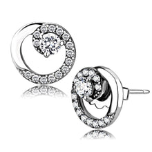 Load image into Gallery viewer, DA207 - High polished (no plating) Stainless Steel Earrings with AAA Grade CZ  in Clear