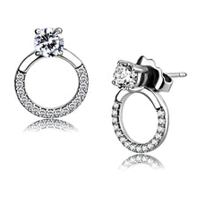 Load image into Gallery viewer, DA208 - High polished (no plating) Stainless Steel Earrings with AAA Grade CZ  in Clear