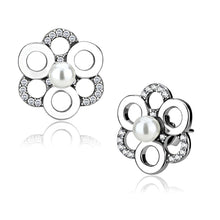 Load image into Gallery viewer, DA214 - High polished (no plating) Stainless Steel Earrings with Synthetic Pearl in White