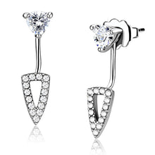 Load image into Gallery viewer, DA226 - High polished (no plating) Stainless Steel Earrings with AAA Grade CZ  in Clear