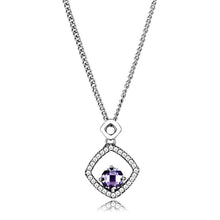Load image into Gallery viewer, DA229 - High polished (no plating) Stainless Steel Chain Pendant with AAA Grade CZ  in Amethyst