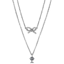 Load image into Gallery viewer, DA230 - High polished (no plating) Stainless Steel Necklace with AAA Grade CZ  in Clear