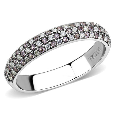 DA231 - High polished (no plating) Stainless Steel Ring with AAA Grade CZ  in Multi Color
