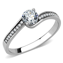 Load image into Gallery viewer, DA233 - High polished (no plating) Stainless Steel Ring with AAA Grade CZ  in Clear