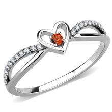 Load image into Gallery viewer, DA235 - High polished (no plating) Stainless Steel Ring with AAA Grade CZ  in Orange