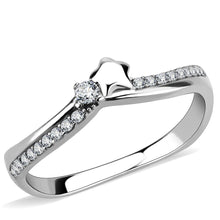 Load image into Gallery viewer, DA236 - High polished (no plating) Stainless Steel Ring with AAA Grade CZ  in Clear