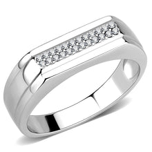 Load image into Gallery viewer, DA251 - High polished (no plating) Stainless Steel Ring with AAA Grade CZ  in Clear