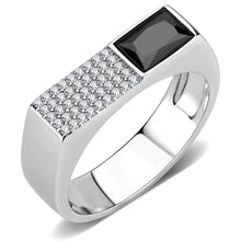 Load image into Gallery viewer, DA252 - High polished (no plating) Stainless Steel Ring with AAA Grade CZ  in Black Diamond