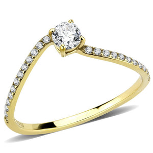 DA256 - IP Gold(Ion Plating) Stainless Steel Ring with AAA Grade CZ  in Clear