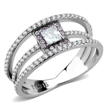 Load image into Gallery viewer, DA257 - High polished (no plating) Stainless Steel Ring with AAA Grade CZ  in Clear
