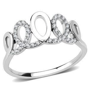 DA258 - High polished (no plating) Stainless Steel Ring with AAA Grade CZ  in Clear