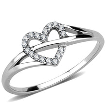 Load image into Gallery viewer, DA259 - High polished (no plating) Stainless Steel Ring with AAA Grade CZ  in Clear
