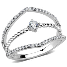 Load image into Gallery viewer, DA264 - High polished (no plating) Stainless Steel Ring with AAA Grade CZ  in Clear