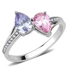Load image into Gallery viewer, DA270 - High polished (no plating) Stainless Steel Ring with AAA Grade CZ  in Multi Color